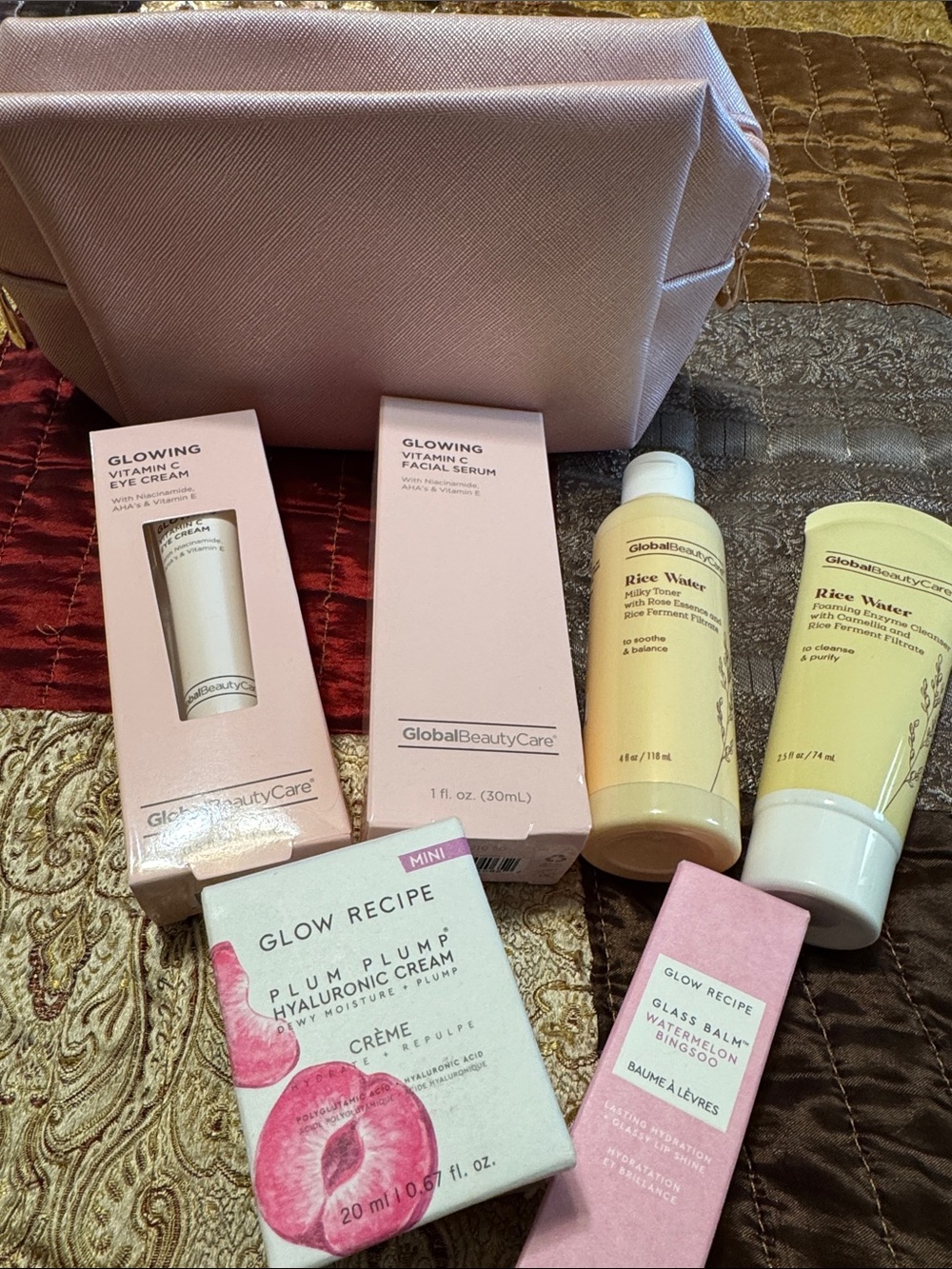 7pc Glow Recipe + GlobalBeautyCare Skincare Bundle in Pastel Pink